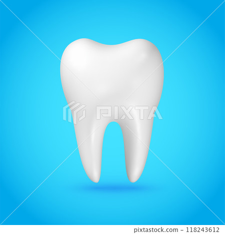 3D illustration of a tooth on a blue background. Vector illustration 3D illustration of a tooth on a blue background. Vector illustration 118243612