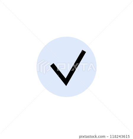 A check mark inside a circle symbolizing confirmation or approval in digital transactions. Use in digital approval, successful transactions, online confirmations, verification processes, and secure 118243615