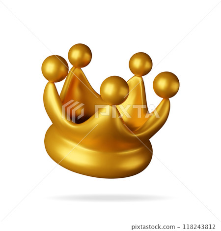 3D gold crown icon isolated on white. 118243812