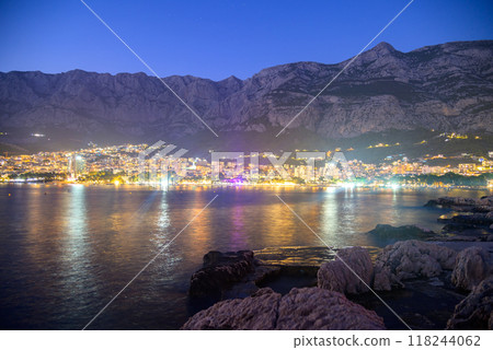 Makarska town, popular tourist seaside resort on the Adriatic sea coastline of Croatia Makarska town, popular tourist seaside resort on the Adriatic sea coastline of Croatia 118244062