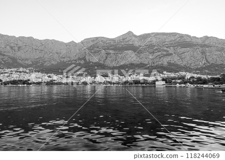 Makarska town, popular tourist seaside resort on the Adriatic sea coastline of Croatia Makarska town, popular tourist seaside resort on the Adriatic sea coastline of Croatia 118244069