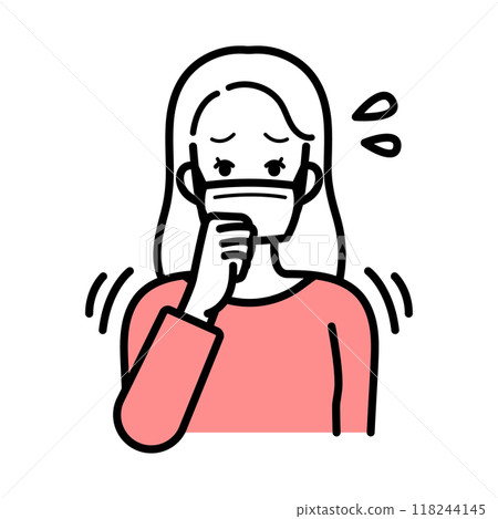 女人身體不適咳嗽感冒插畫 118244145