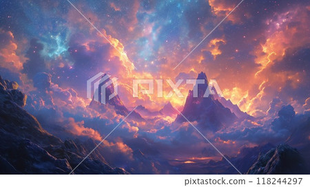 The sea of clouds shining in the morning sun The sea of clouds shining in the morning sun 118244297