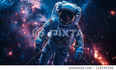 Astronaut looking up at the galaxy Astronaut looking up at the galaxy 118244298