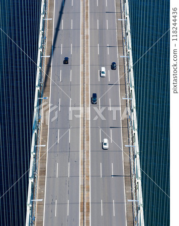 A top view of the Akashi Kaikyo Bridge Expressway 118244436