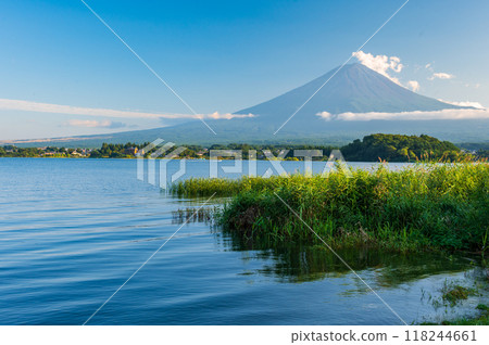 夏天的河口湖，夏天的富士山，沒有雪 118244661
