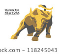 Stylized image of Charging Bull from Wall Street New York. Vector stock illustration. Logo, emblem. Symbol of competition and finance. 118245043