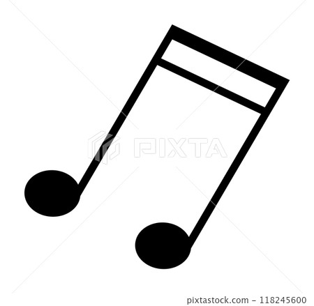 A black musical note symbol, representing a nine sixteenths note, is displayed on a white background. Ideal for music, education, graphic design, presentations, and teaching materials. 118245600