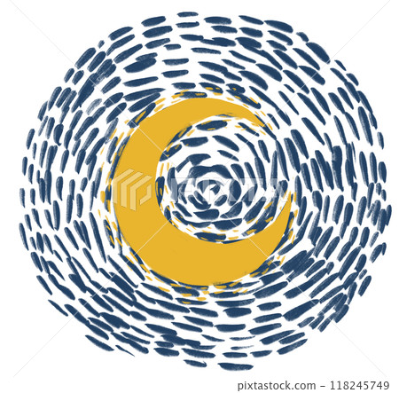 Starry night moon illustration hand painting modern style vincent van gogh inspire stars and crescent moon 118245749