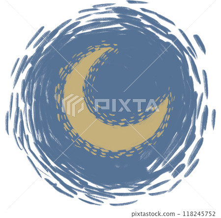 Starry night moon illustration hand painting modern style vincent van gogh inspire stars and crescent moon 118245752