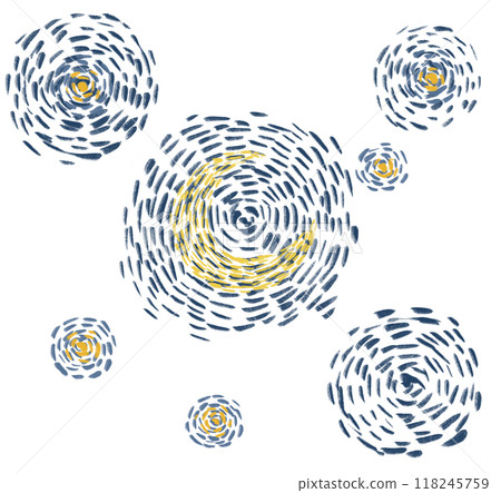 Starry night moon illustration hand painting modern style vincent van gogh inspire stars and crescent moon 118245759