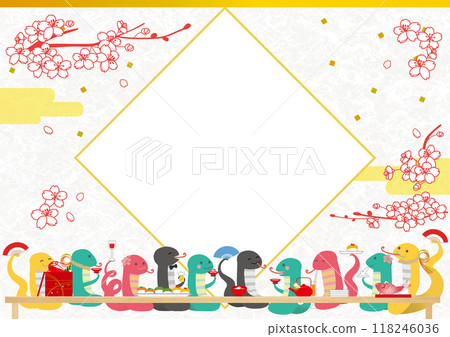 2025年新年蛇宴插畫框架搭配邊距 118246036