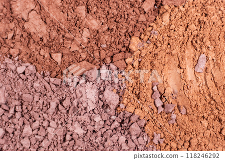 Macro texture of different shades of eyeshadow top view 118246292