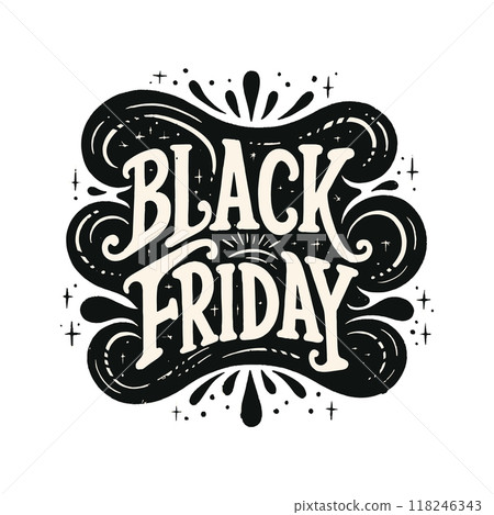 Black Friday is a day of shopping and deals. A stylized font that incorporates elements of nature, such as leaves and flowers, to create a festive and inviting atmosphere Black Friday is a day of shopping and deals. A stylized font that incorporates elements of nature, such as leaves and flowers, to create a festive and inviting atmosphere 118246343