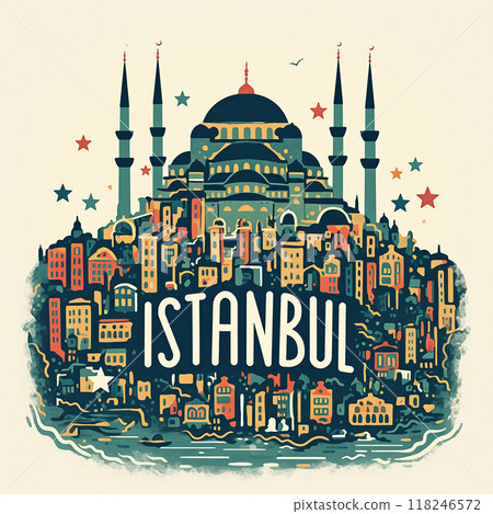 Istanbul is a city with a lot of buildings and a big blue sky Logo Istanbul is a city with a lot of buildings and a big blue sky Logo 118246572