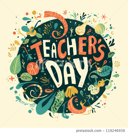 Logo "Teachers Day" school illustration art Logo "Teachers Day" school illustration art 118246938