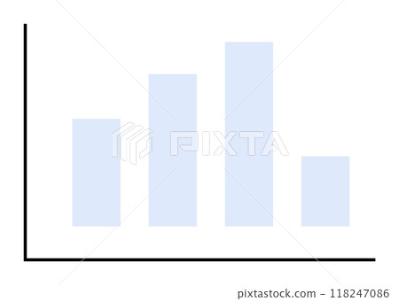 A simple blue bar graph on a white background, featuring four bars of varying heights. Ideal for business, data analysis, presentations, statistics, report visualizations. 118247086