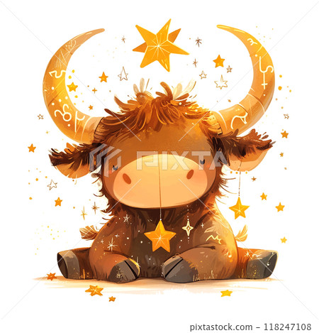 zodiac sign Taurus with golden stars illustration on white background zodiac sign Taurus with golden stars illustration on white background 118247108