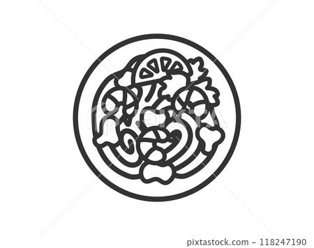 Illustration of Thai food, Pad Thai icon (line drawing) 118247190