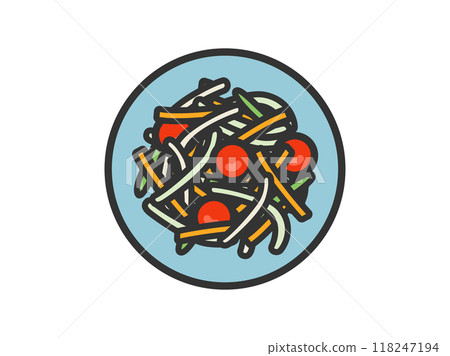 泰國菜 Som Tam 圖示插圖（線條畫顏色） 118247194