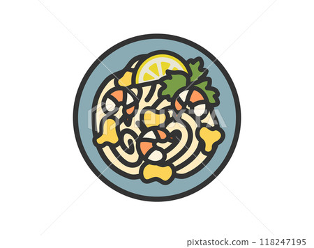 Illustration of Thai food, Pad Thai icon (line drawing color) Illustration of Thai food, Pad Thai icon (line drawing color) 118247195