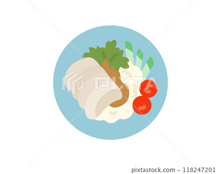 Illustration of Thai food, Khao Man Gai icon Illustration of Thai food, Khao Man Gai icon 118247201