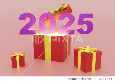 2025 concept The boxes are arranged in a way that they look like they are opening, 3d render 118247434