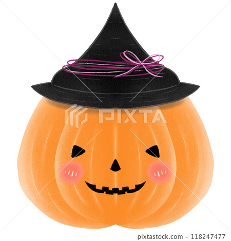Collection orange pumpkins with scary spooky smile Halloween. pumpkin with black hat Collection orange pumpkins with scary spooky smile Halloween. pumpkin with black hat 118247477
