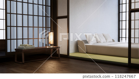 Modern Bedroom design with decoration at room modern japan style.3D rendering 118247667