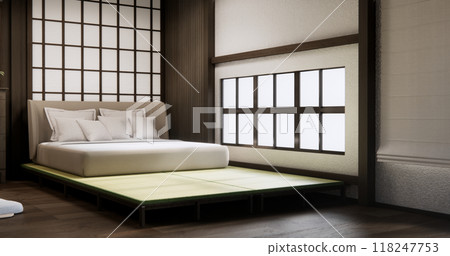 Modern Bedroom design with decoration at room modern japan style.3D rendering Modern Bedroom design with decoration at room modern japan style.3D rendering 118247753