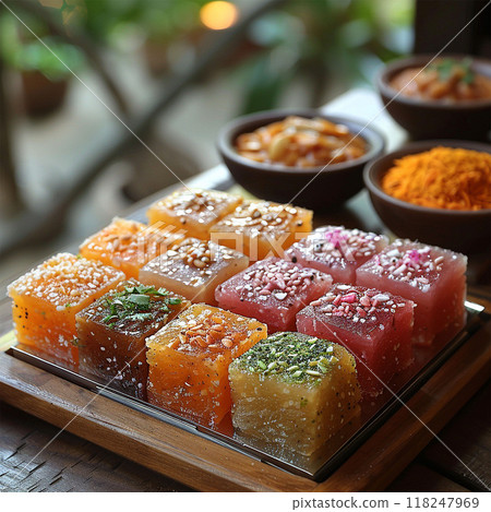 Indian Sweet Food Badam Barfi or Mithai 118247969