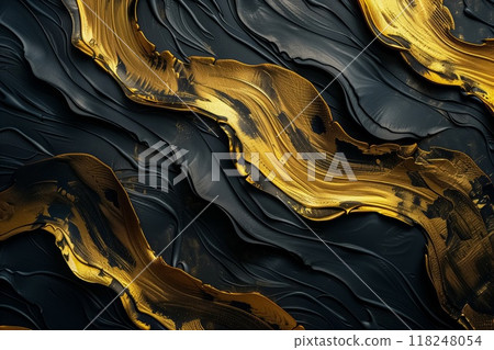 An Elegant Black and Gold Abstract Texture with Rich Visual Details 118248054