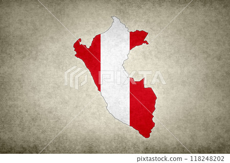 Map of Peru with its flag on a paper Map of Peru with its flag on a paper 118248202