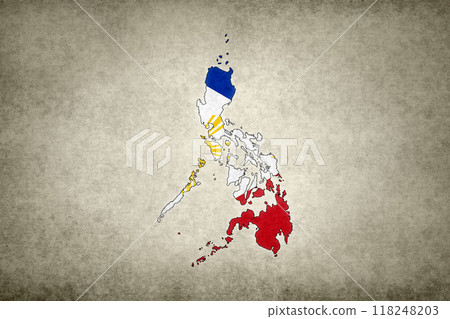 Map of the Philippines with its flag on a paper 118248203