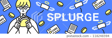 一個拿著錢包和錢的哭泣男人的插圖背景 118248394