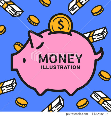豬存錢筒與金錢背景 illustration_4 118248396