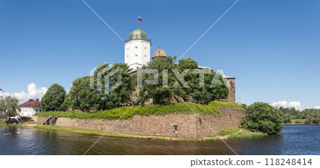 view of the 13th century castle in Vyborg, Russia 118248414