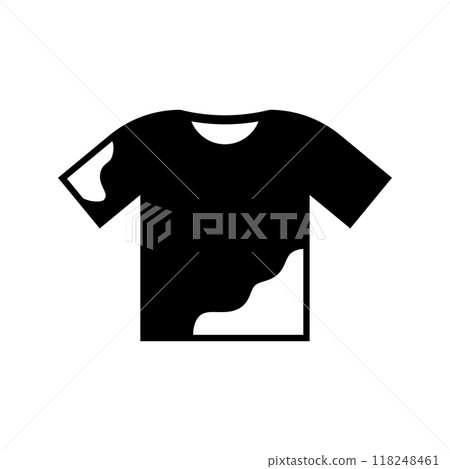 Dirt shirt icon. Stains on t-shirt. Stain removal glyph icon, laundry on white background. 118248461
