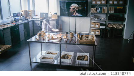 Archaeological science laboratory with advanced equipment 118248774
