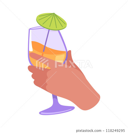 Glass with Cocktail Drink in Hand Vector Illustration Glass with Cocktail Drink in Hand Vector Illustration 118249295