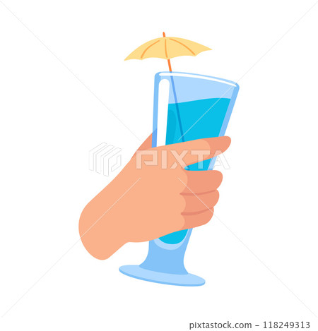 Glass with Cocktail Drink in Hand Vector Illustration Glass with Cocktail Drink in Hand Vector Illustration 118249313