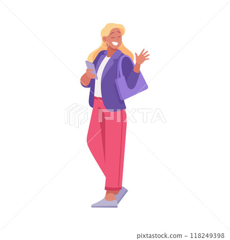 Woman Entrepreneur Character Standing with Smartphone Vector Illustration Woman Entrepreneur Character Standing with Smartphone Vector Illustration 118249398
