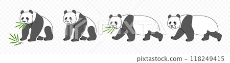 Panda, chinese panda chewing bamboo, graphic design. Panda bear, animal, wildlife and zoo, vector design and illustration 118249415