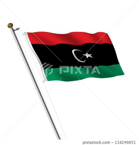Libya flagpole illustration with clipping path 118249851