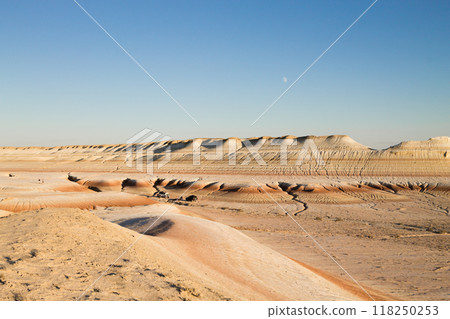 Kyzylkup area landscape, Mangystau desert. Rock strata formations Kyzylkup area landscape, Mangystau desert. Rock strata formations 118250253