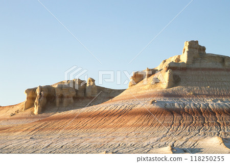 Kyzylkup area landscape, Mangystau desert. Rock strata formations 118250255
