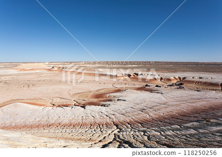 Kyzylkup area landscape, Mangystau desert. Rock strata formations Kyzylkup area landscape, Mangystau desert. Rock strata formations 118250256
