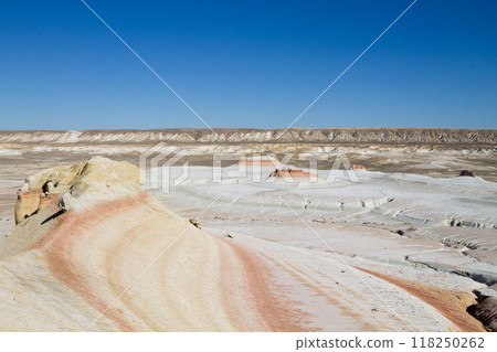 Kyzylkup rock strata landscape, Mangystau desert, Kazakhstan 118250262