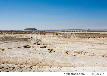Kyzylkup plateau landscape, Mangystau desert. Rock strata formations 118250334