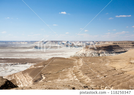 Bozzhira valley aerial view, Mangystau region, Kazakhstan Bozzhira valley aerial view, Mangystau region, Kazakhstan 118250347